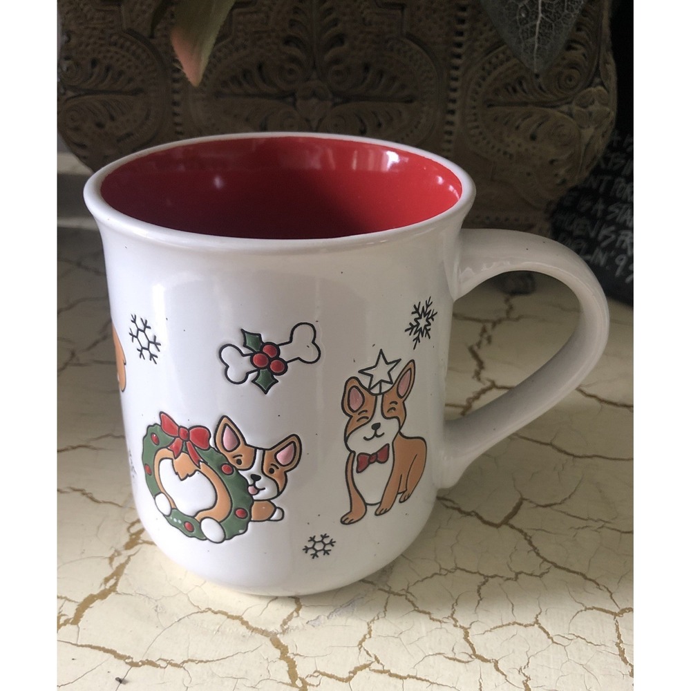 CLEMENTINE Paper Company Coffee Mug White Christmas Dogs